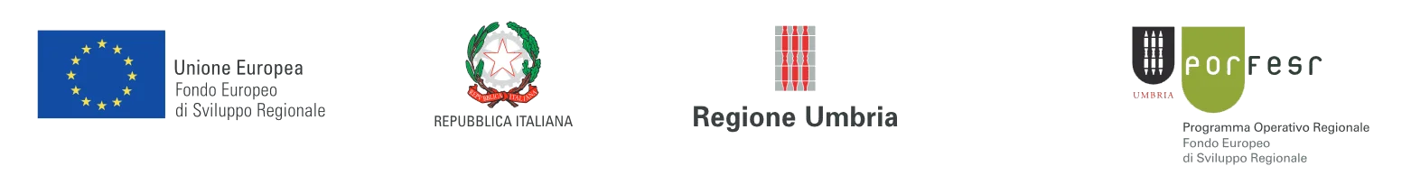 Logos of the European Union, Italian Republic, Umbria Region, ERDF ROP 2014-2020
